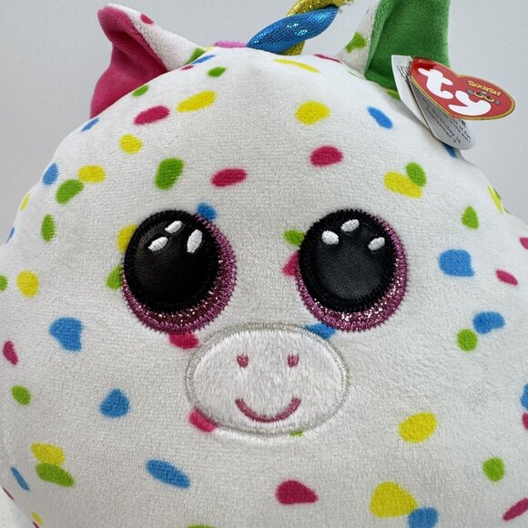 Ty Squish A Boos Harmonie Unicorn Plush Toy 8" Multicolor Dot Pattern Confetti - Picture 2 of 15